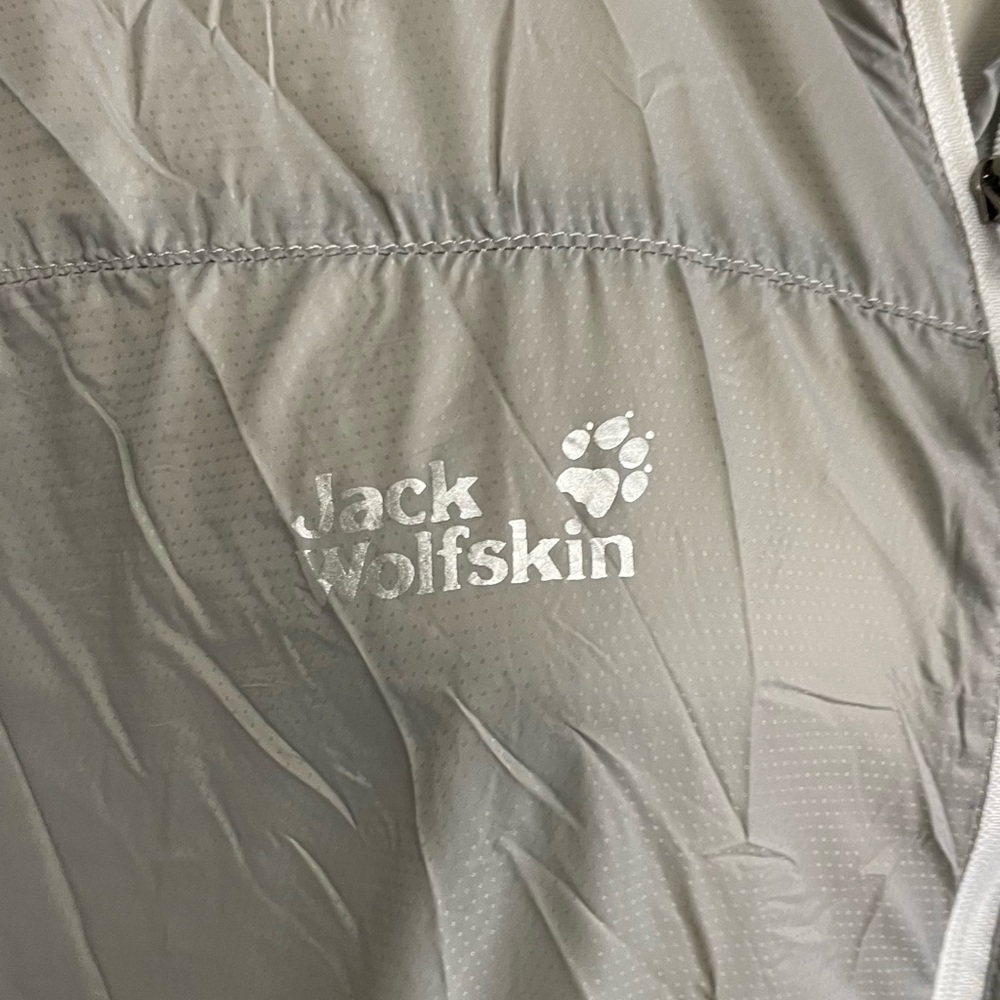 Jack Wolfskin Sz XL Gray Long Sleeve Nylon Packable Lightweight Jacket Hooded - Picture 2 of 6